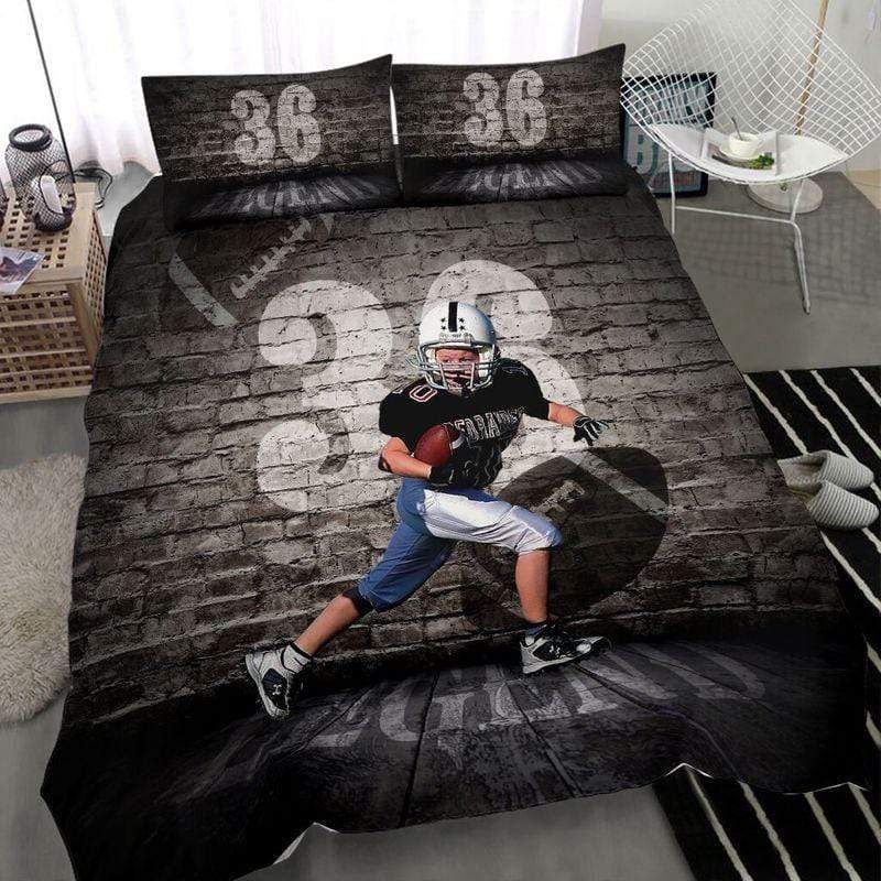 Personalized Football Player Run Custom Duvet Cover Bedding Set With Photo
