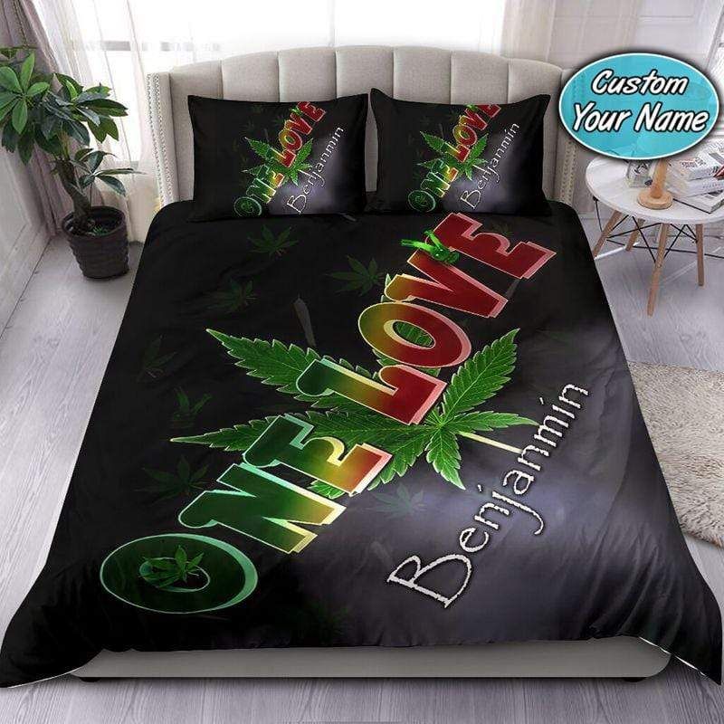 Personalized Weed One Love Custom Name Duvet Cover Bedding Set