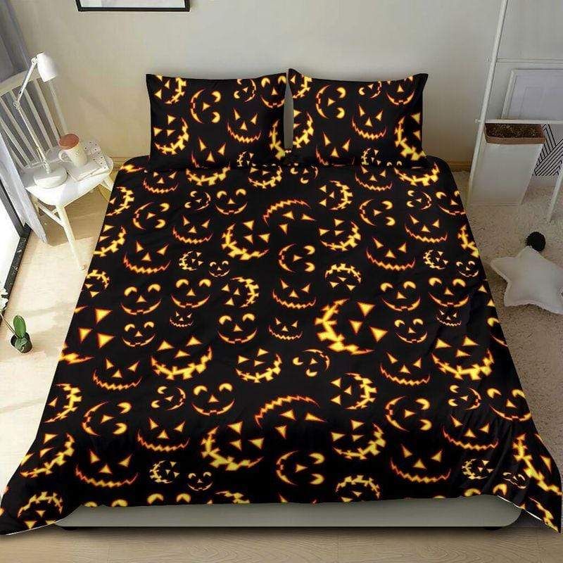Halloween Funny Pumpkin Face Duvet Cover Bedding Set