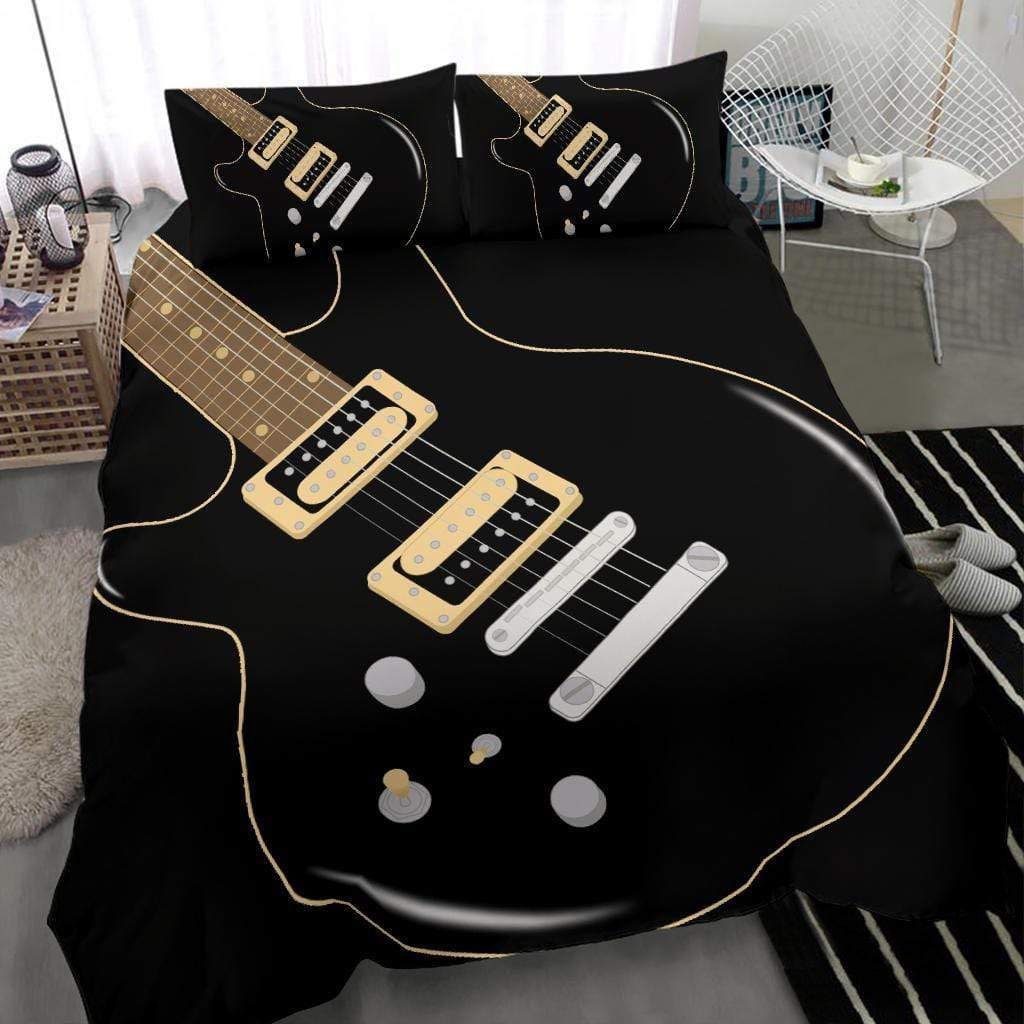 Music Black Guitar Bedding Duvet Cover Bedding Set