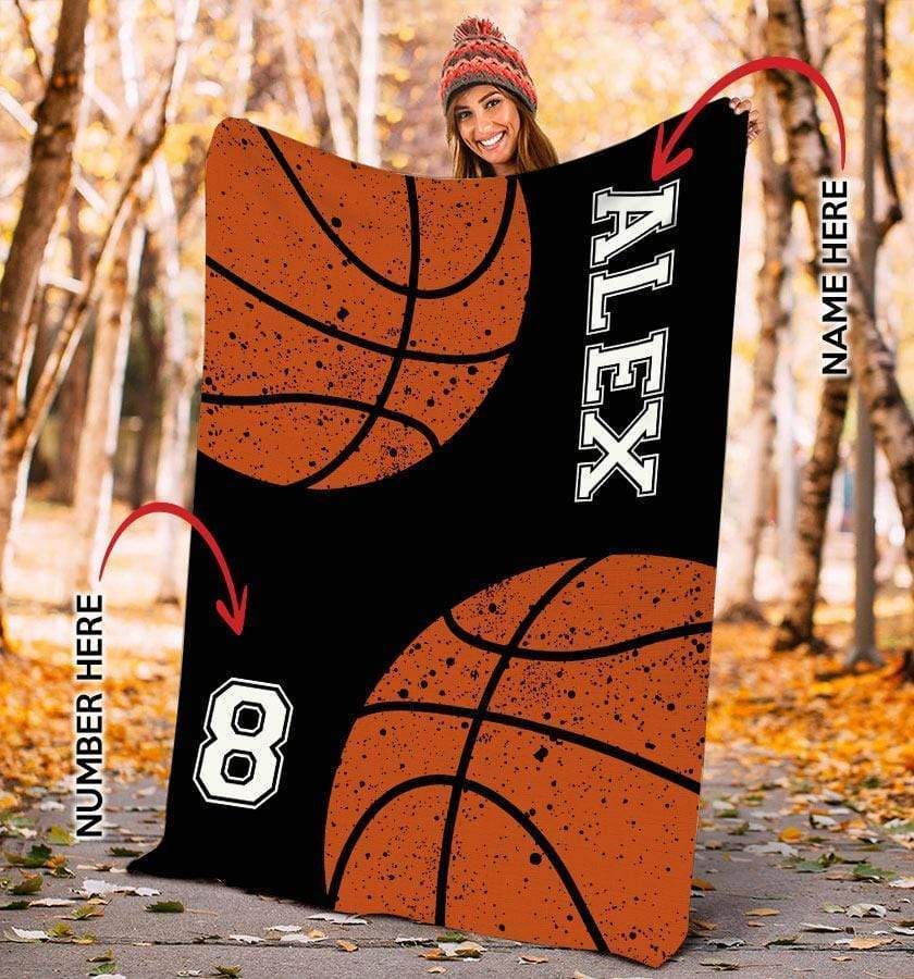 Personalized Custom Fleece Blanket Basketball With Ball