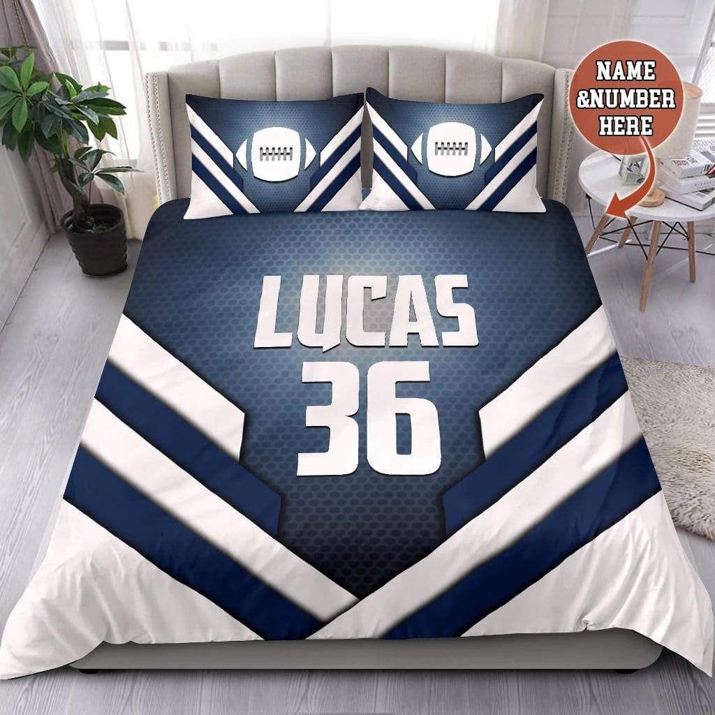 Personalized Football Glowing Custom Duvet Cover Bedding Set With Your Name