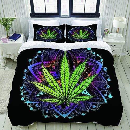Weed Cannabis Leaf Mandala Duvet Cover Bedding Set