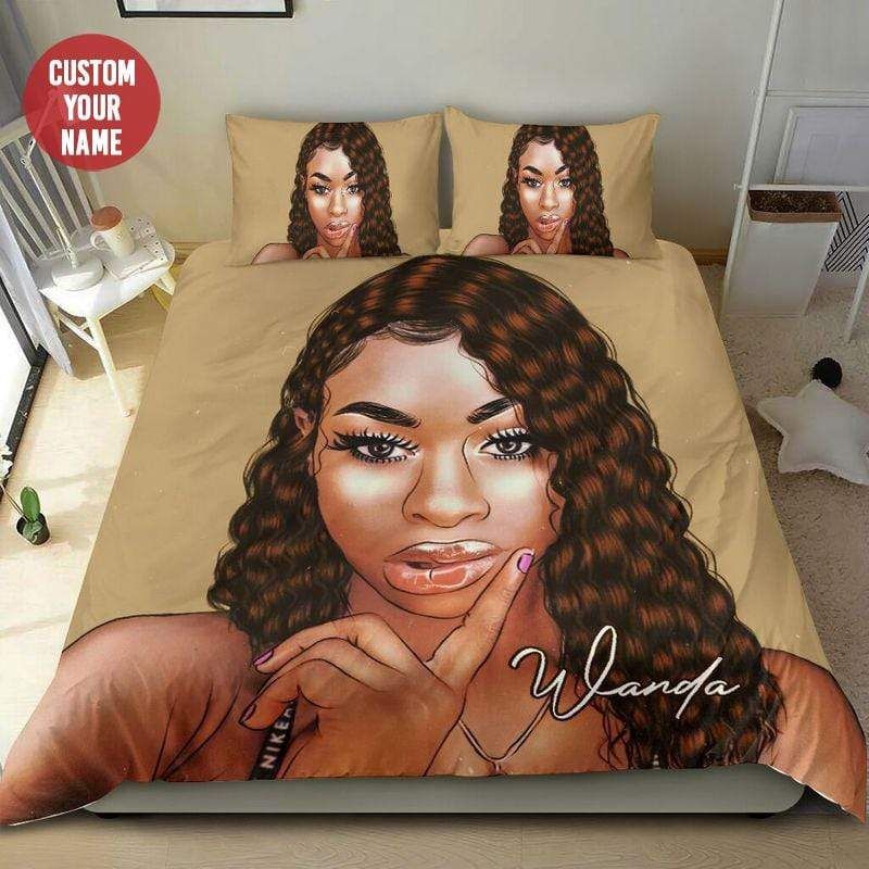 Personalized Hot Dang Black Girl Custom Name Duvet Cover Bedding Set
