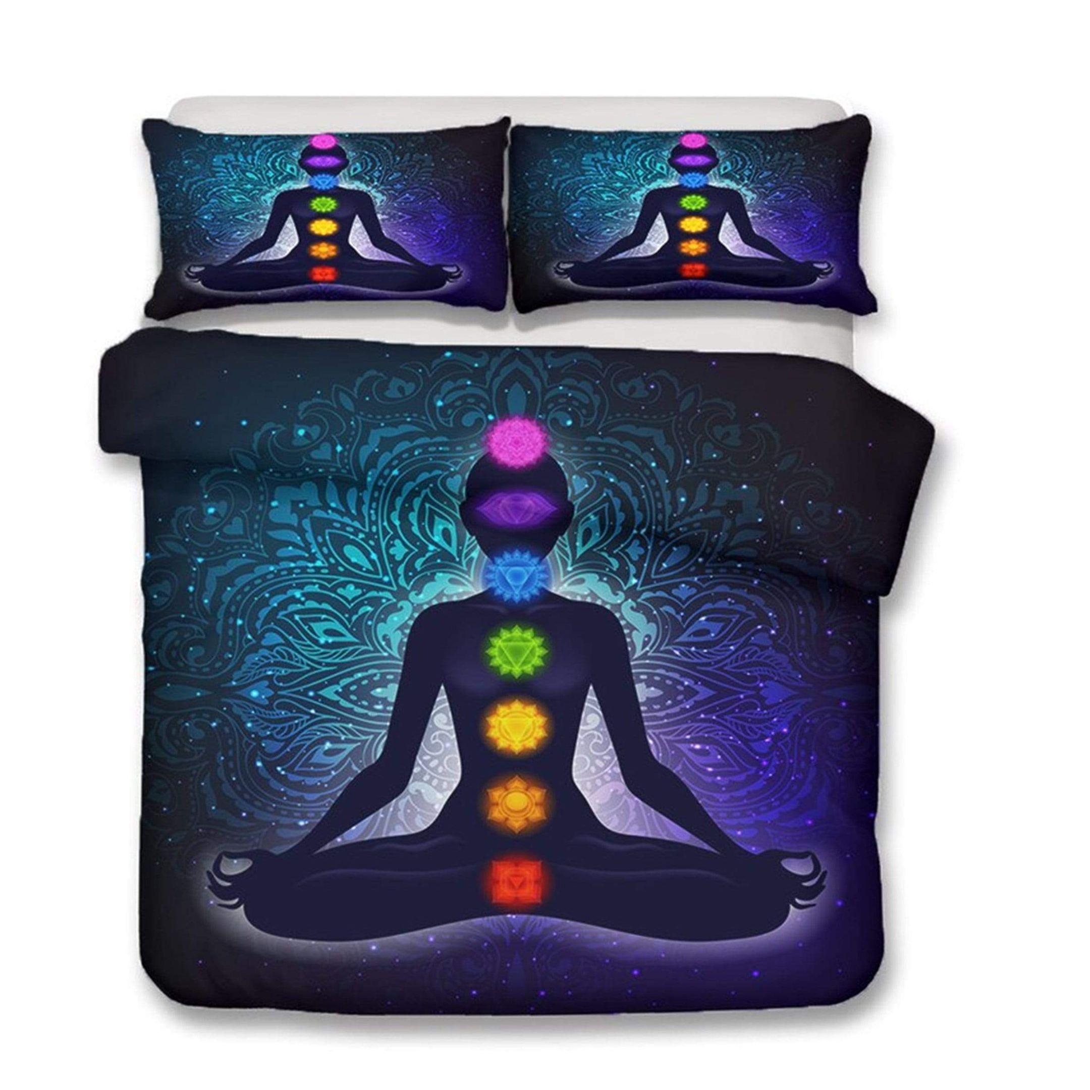 Seven Chakra Yoga Meditating Girl Bedding Set
