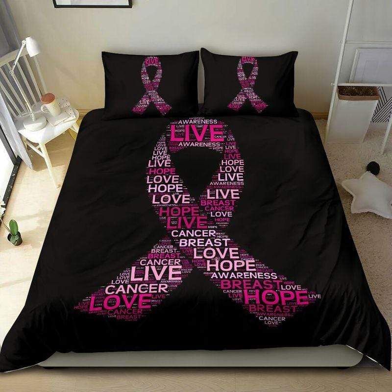 Live Hope Love Ribbon Breast Cancer Awareness Duvet Cover Bedding Set