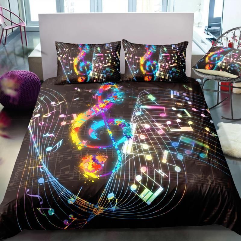 Colorful Magical Music Notes Bedding Duvet Cover Bedding Set