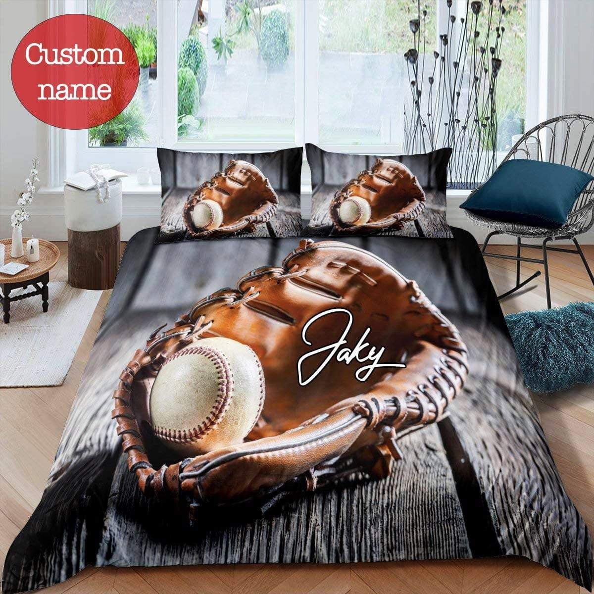Personalized Baseball Glove Bedding Set 3D Printing Ball With Your Name