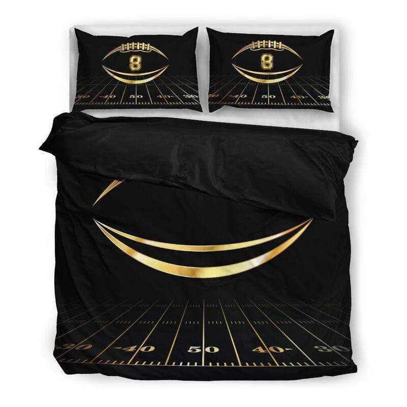 Personalized Football Black And Yellow Custom Duvet Cover Bedding Set With Your Name And Number