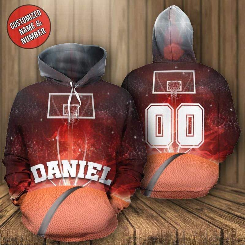 Personalized Customized Basketball Fire Hoodie 3D All Over Print With Name