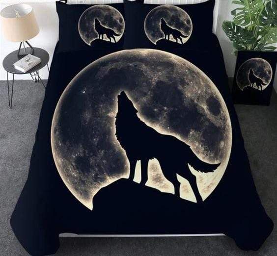Howling Wolf Black Duvet Cover Bedding Set