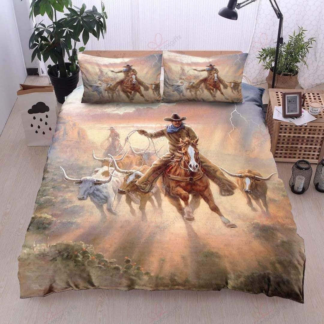 Strong Cowboy Calf Duvet Cover Bedding Set