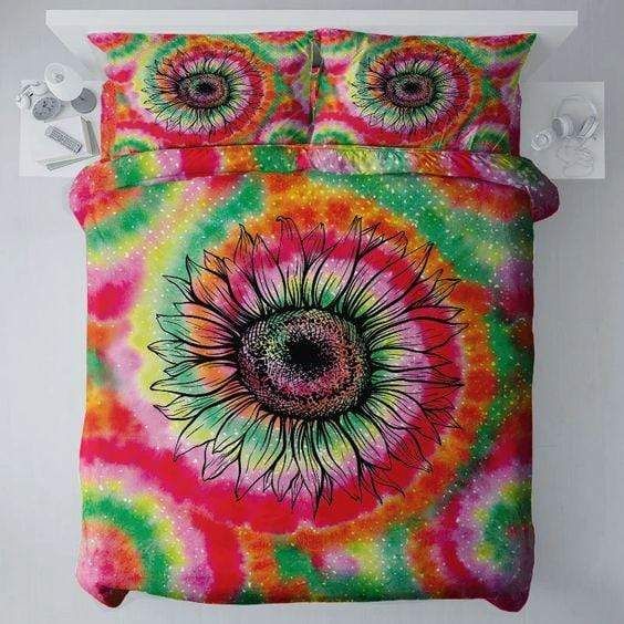 Hippie Sunflower Tie Dye Duvet Cover Bedding Set