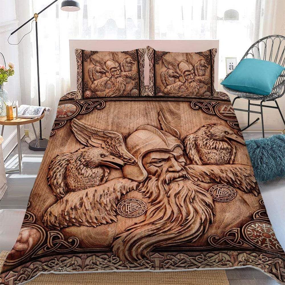 Powerful Ravens Of Odin King Of Viking Quilt Set PANQBS0087