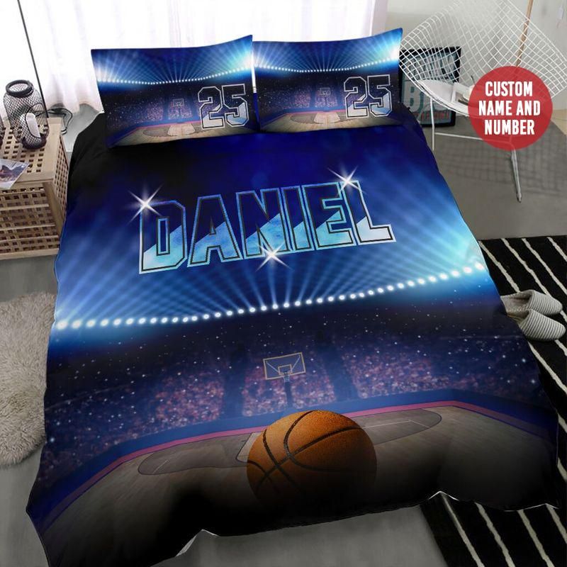 Personalized Basketball Ball Stadium Custom Duvet Cover Bedding Set With Your Name
