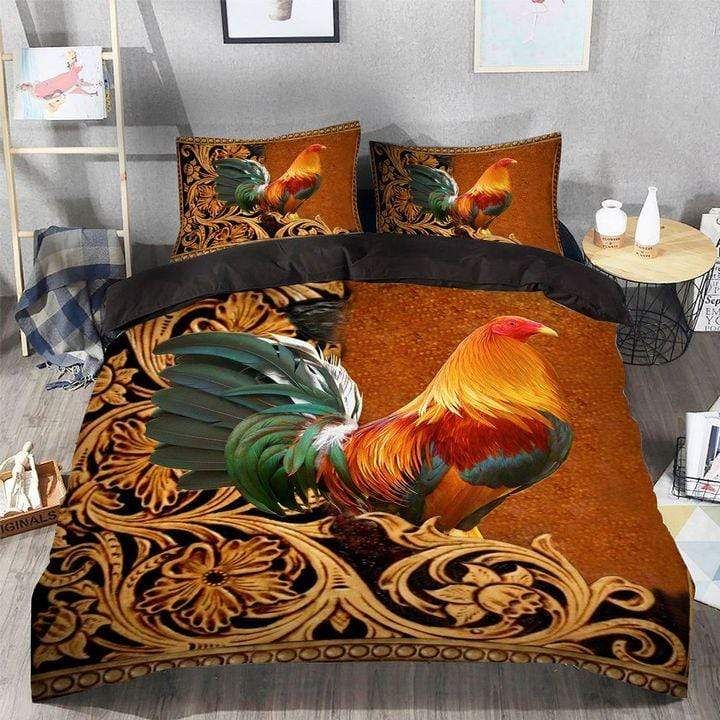 Vintage Rooster On Beautiful Farm Bedding Set