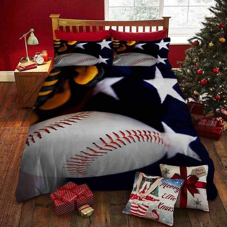 Baseball Ball Stars Background Duvet Cover Bedding Set