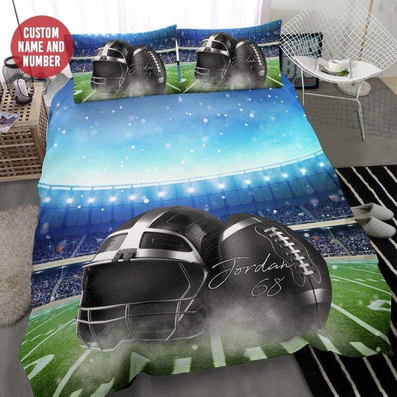 Personalized Football Stuff Stadium Custom Duvet Cover Bedding Set With Your Name And Number