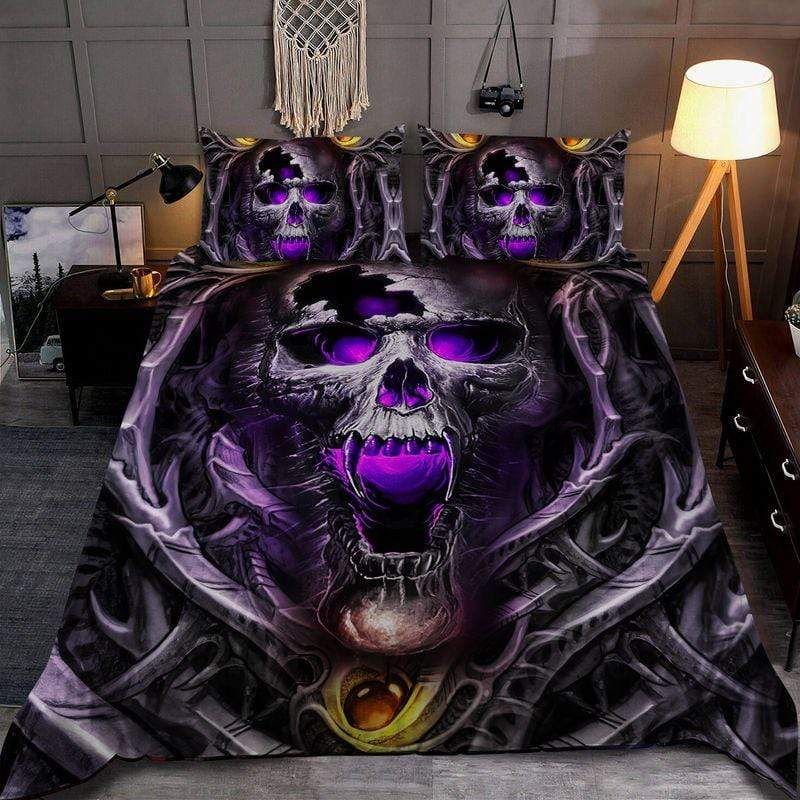 Skull Purple Duvet Cover Bedding Set