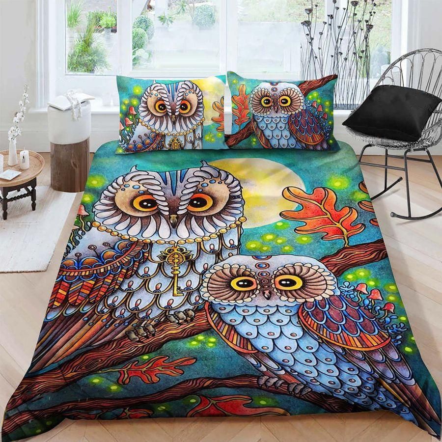 Owl Love For Night Dream Duvet Cover Bedding Set