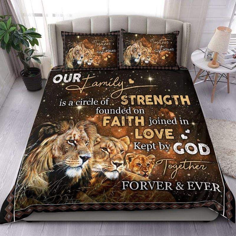 Lion Family Strength Faith Love God Duvet Cover Bedding Set