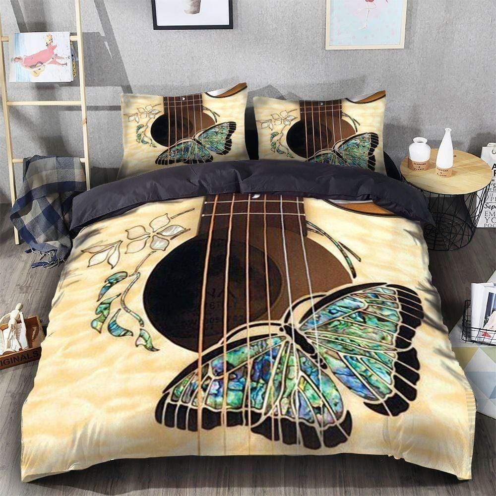 Butterfly Guitar Lover Duvet Cover Bedding Set