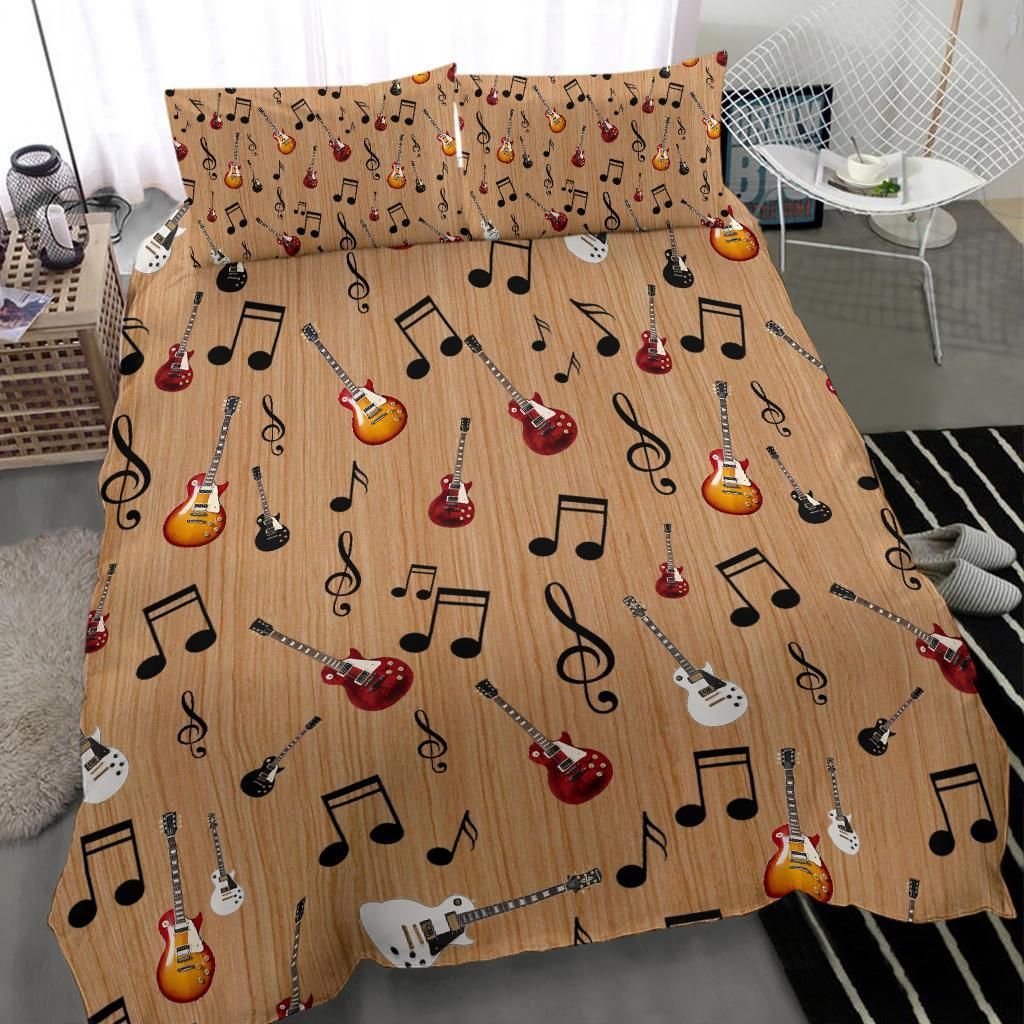 Guitar And Musical Notes Bedding Duvet Cover Bedding Set