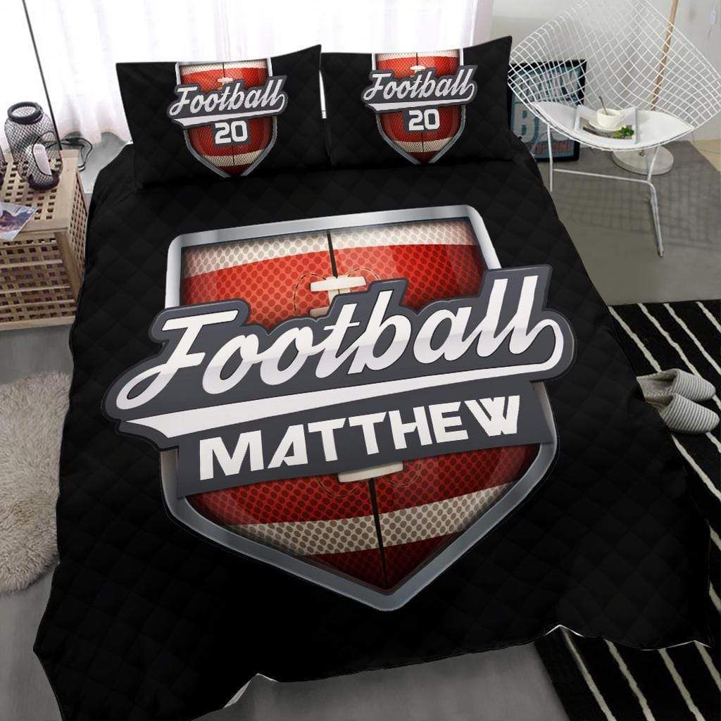 Personalized Football Logo Name Custom Duvet Cover Bedding Set With Your Name