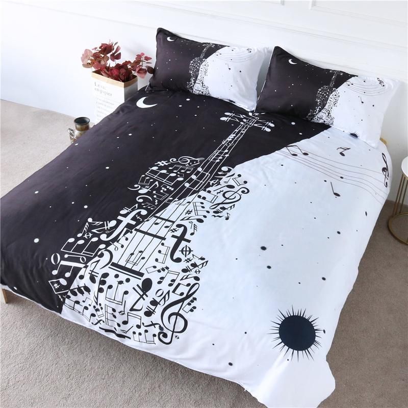 Music Day And Night Violin Bedding Duvet Cover Bedding Set