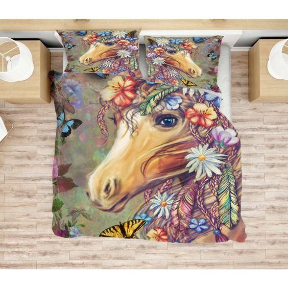Boho Hippie Horse Bedding Duvet Cover Bedding Set