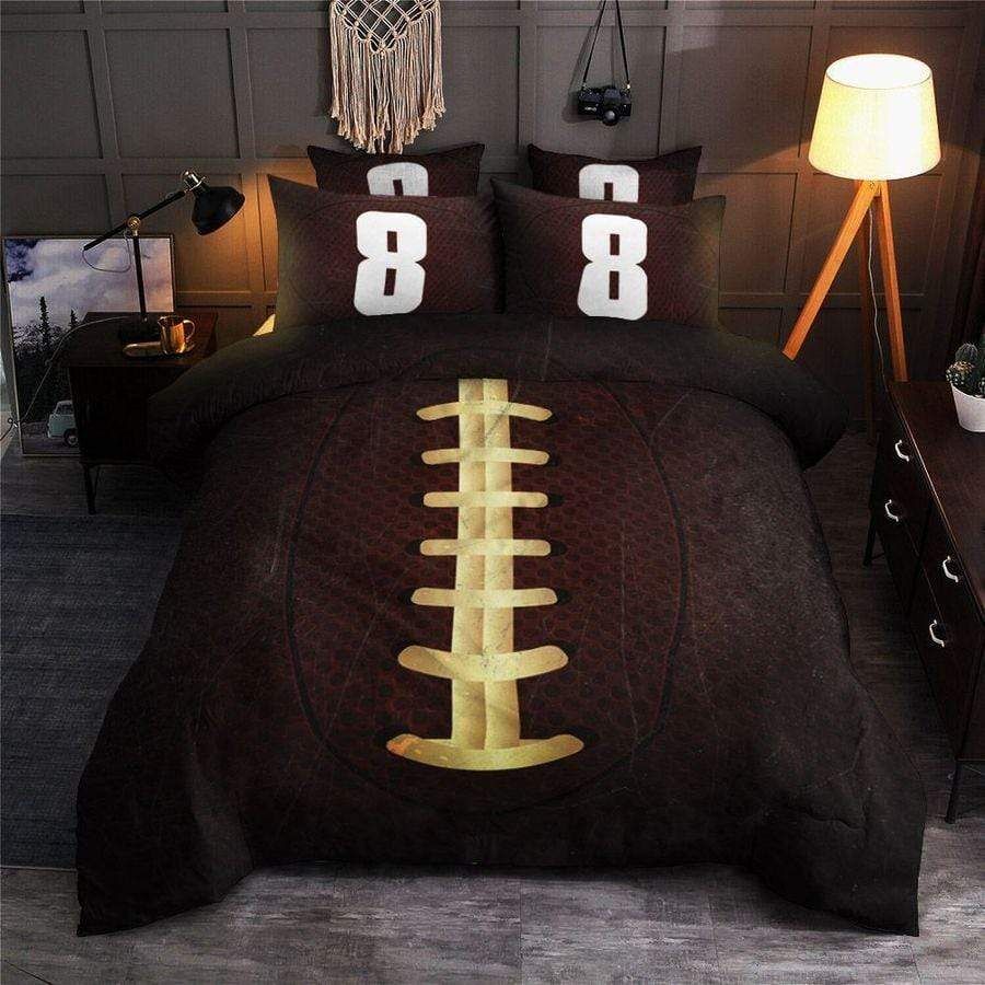 Personalized Football Brown Vintage Customized Bedding Set With Number