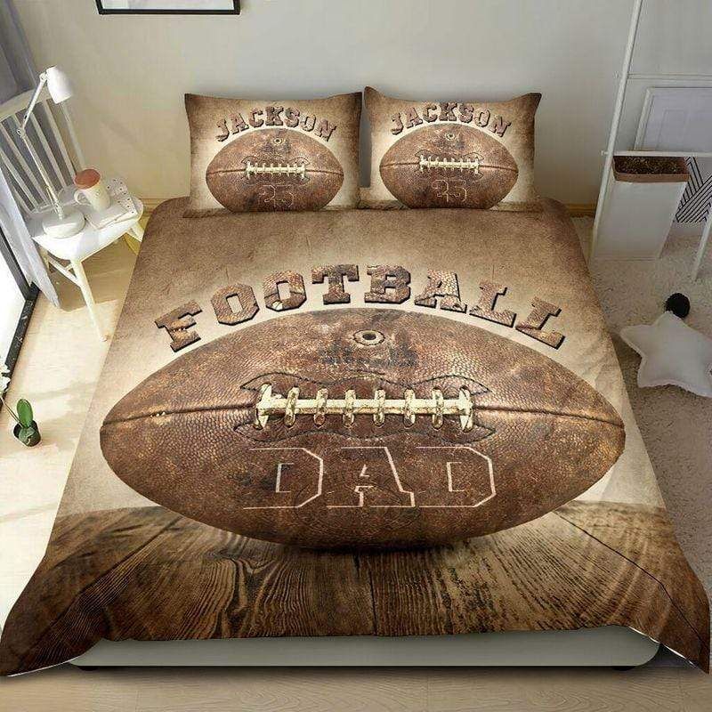 Gifts For Dad  Personalized Football Dad Custom Number Duvet Cover Bedding Set