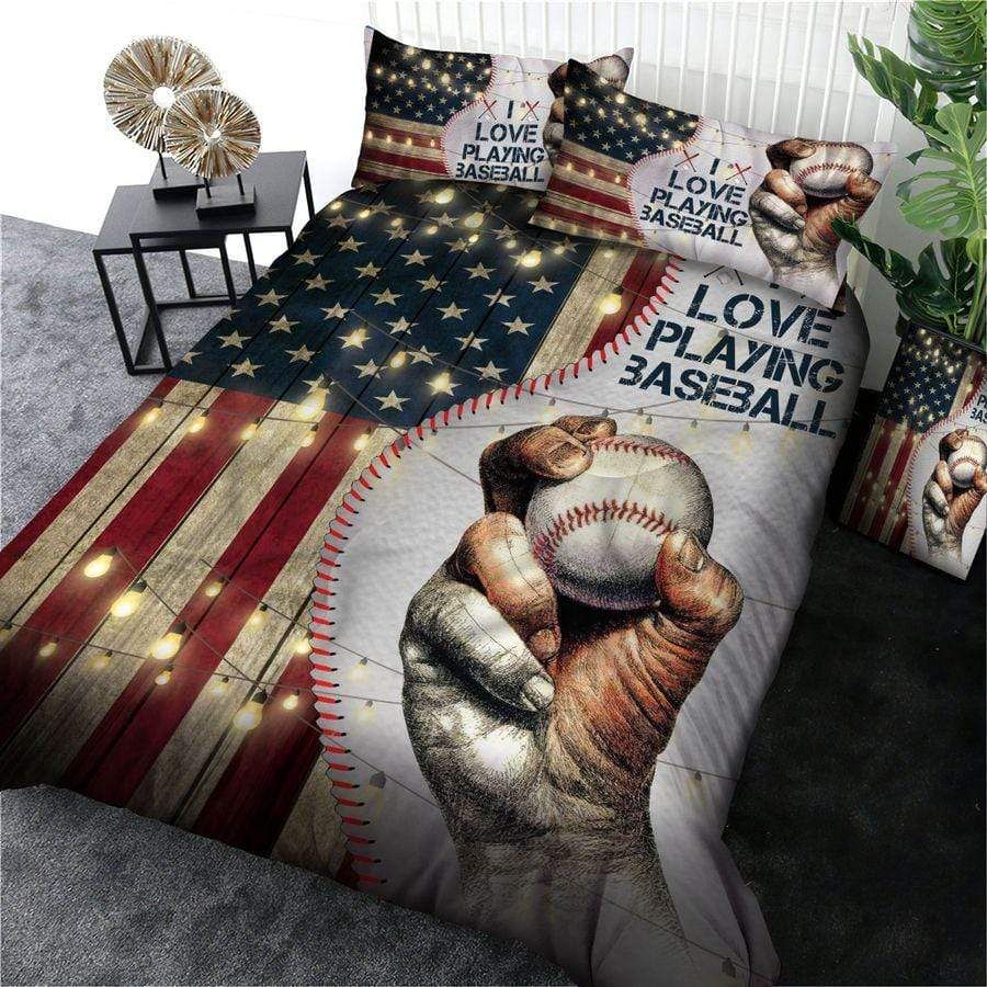 Baseball I Love Playing Duvet Cover Bedding Set