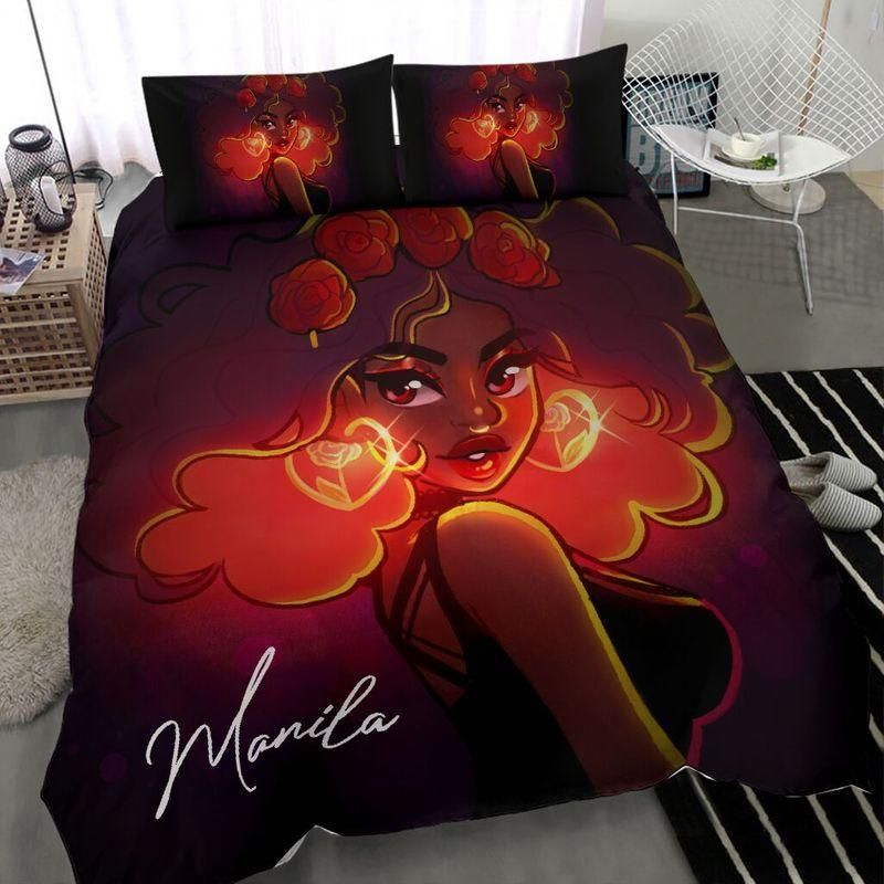 Personalized Black Girl Sexy Rose Custom Duvet Cover Bedding Set