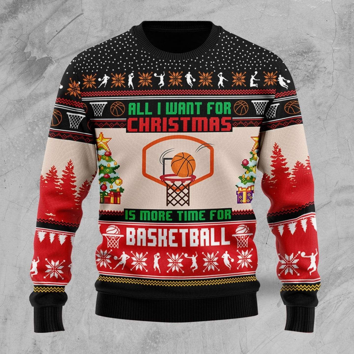 All I Want For Christmas Is More Time For Basketball Red Sweater PANWS0015