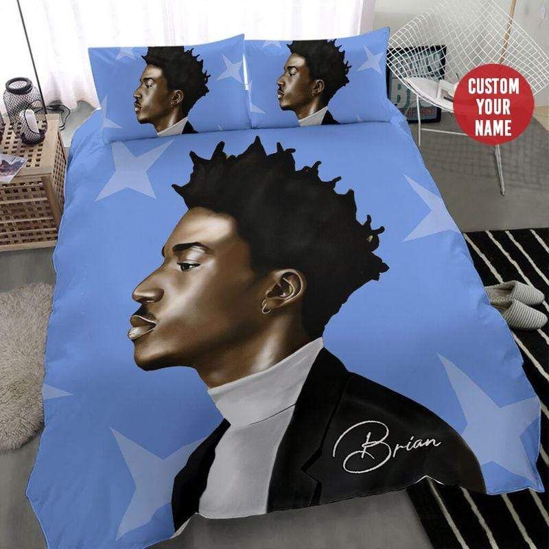 Personalized Black Men In Suit Custom Name Duvet Cover Bedding Set