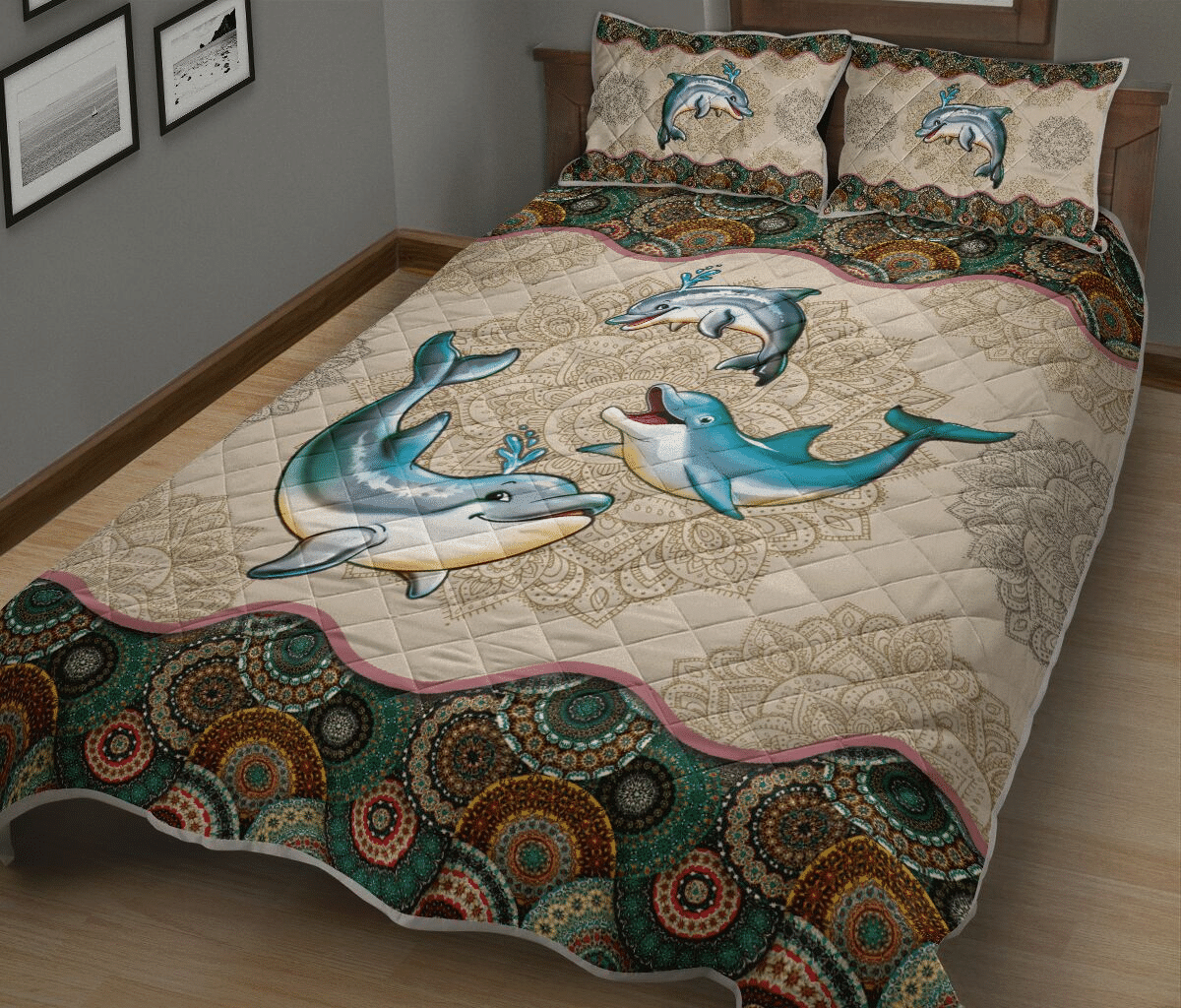 Dolphin Vintage Mandala Quilt Set