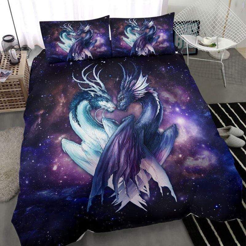Couple Dragon Galaxy Duvet Cover Bedding Set
