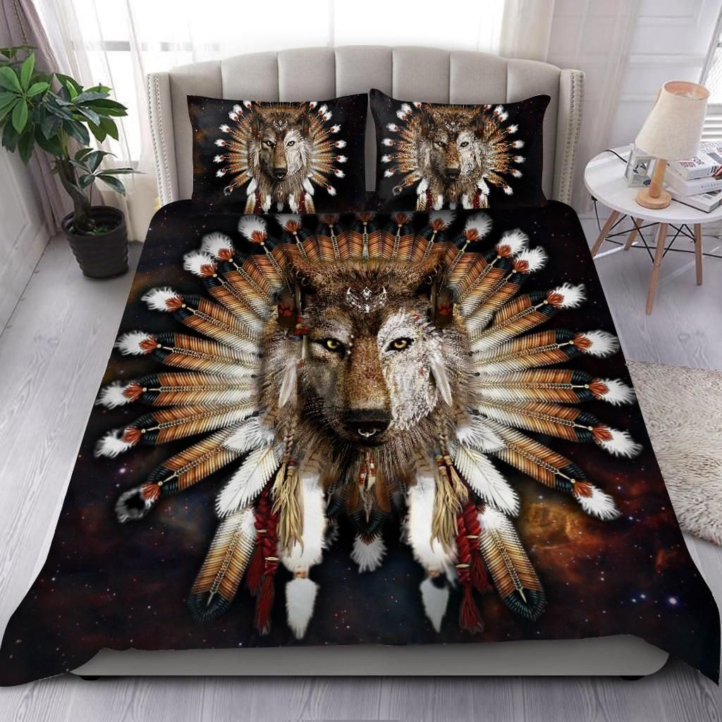 Native American Wolf Victory Headress Duvet Cover Bedding Set
