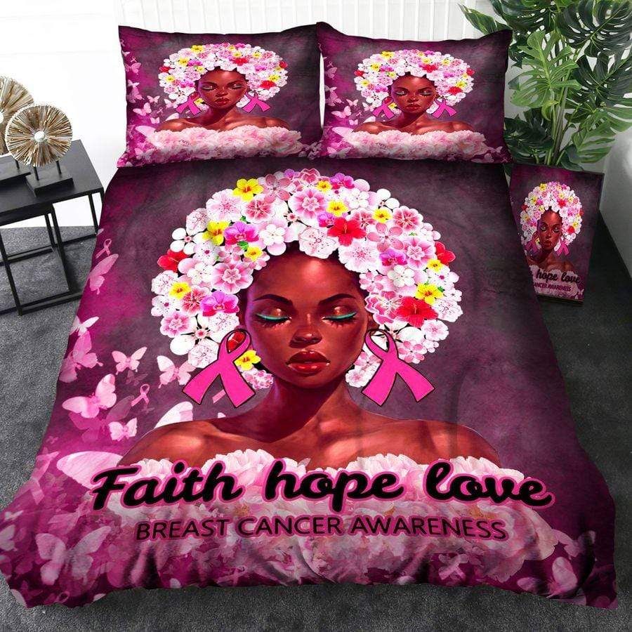 Black Girl Faith Love Hope Duvet Cover Bedding Set