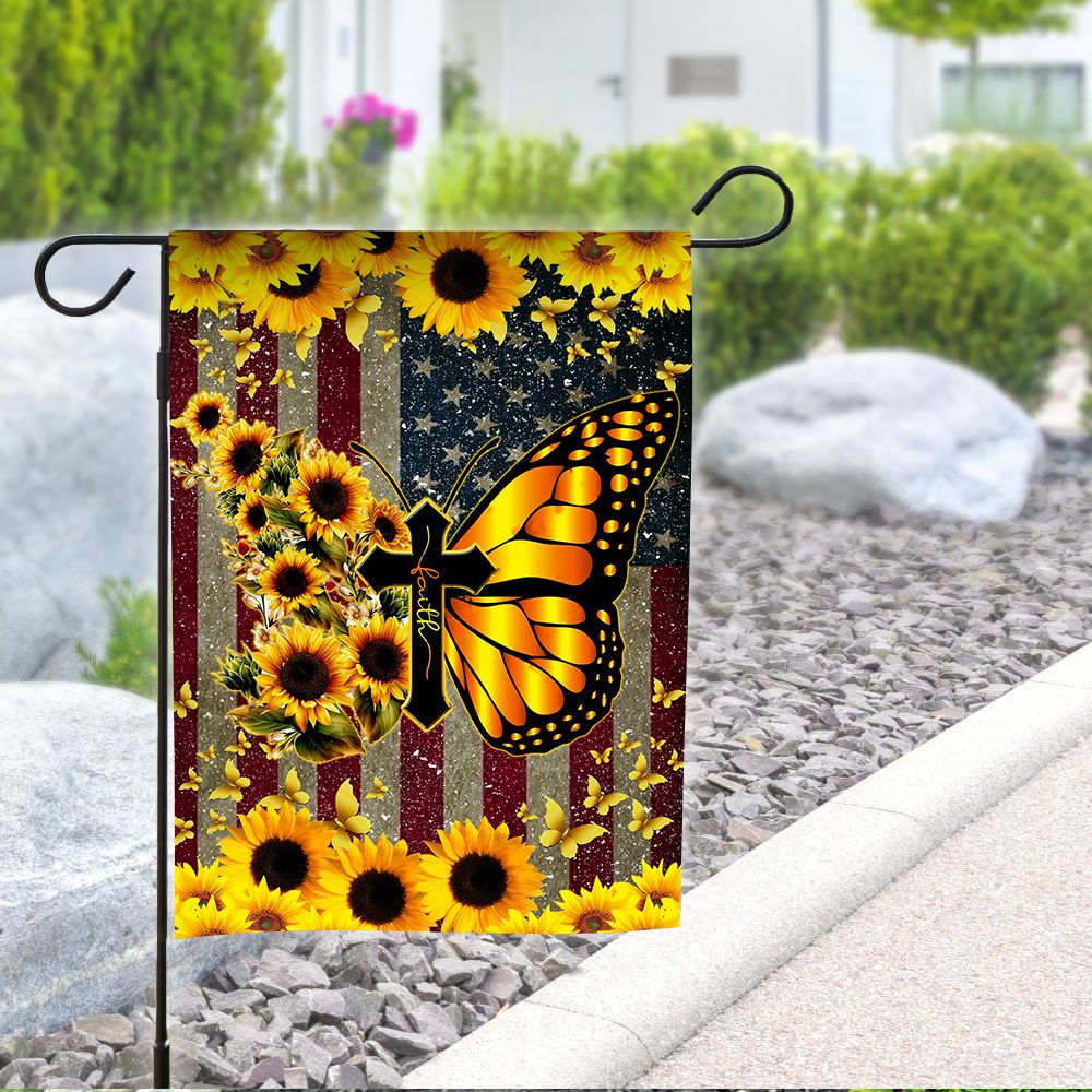 Sunflower Butterfly Cross Flag PANFLAG0023