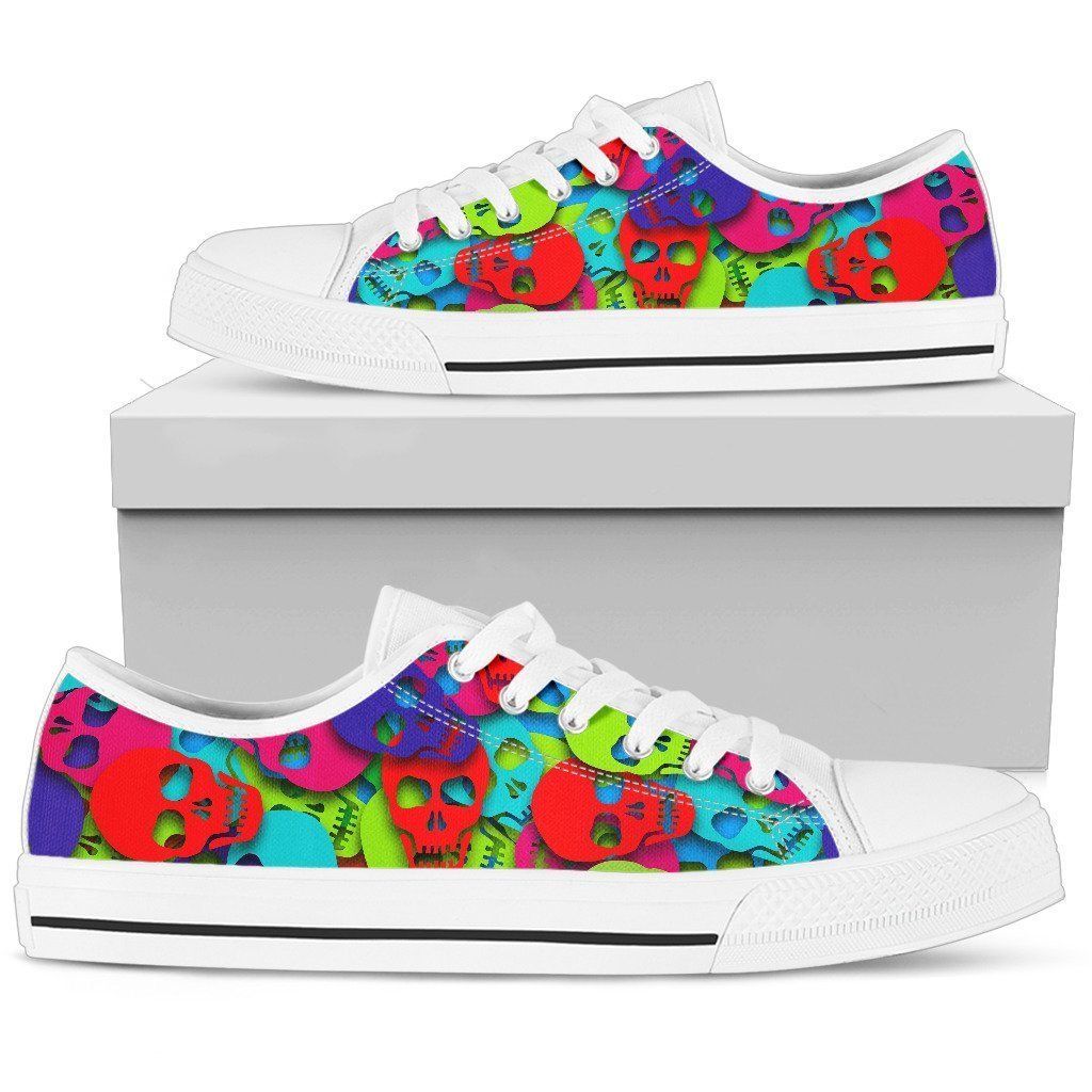 Colorful skull pattern low top shoes PL18032015