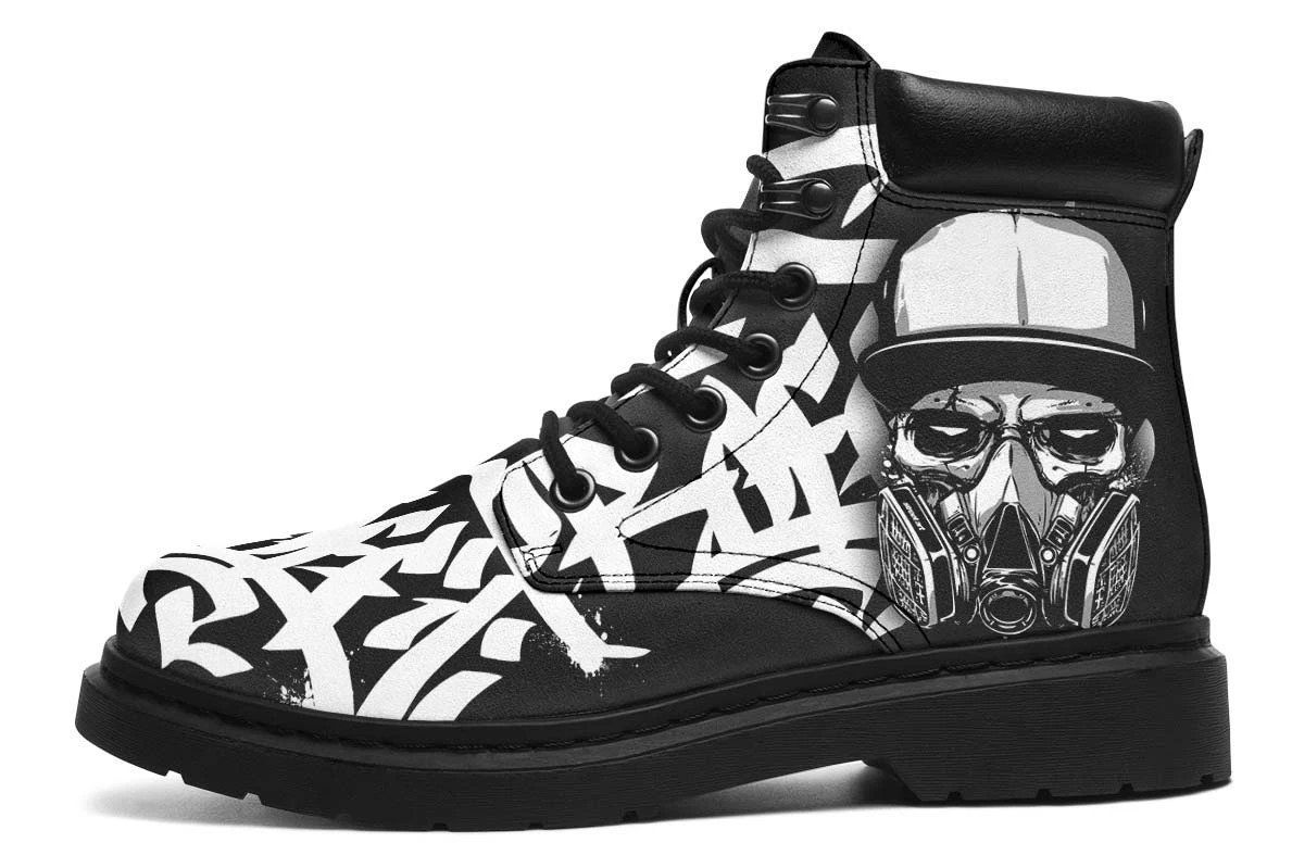 3D Skull Boots Skull And Gas Mask