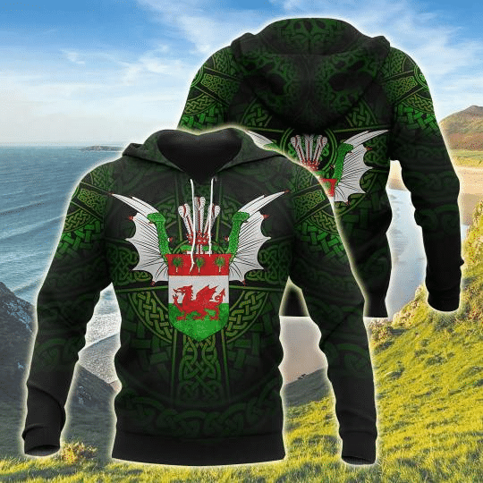 WALES RAGLAN SLEEVE RED DRAGON ALL OVER PRINT HOODIES FOR MAN AND WOMEN PL14032002