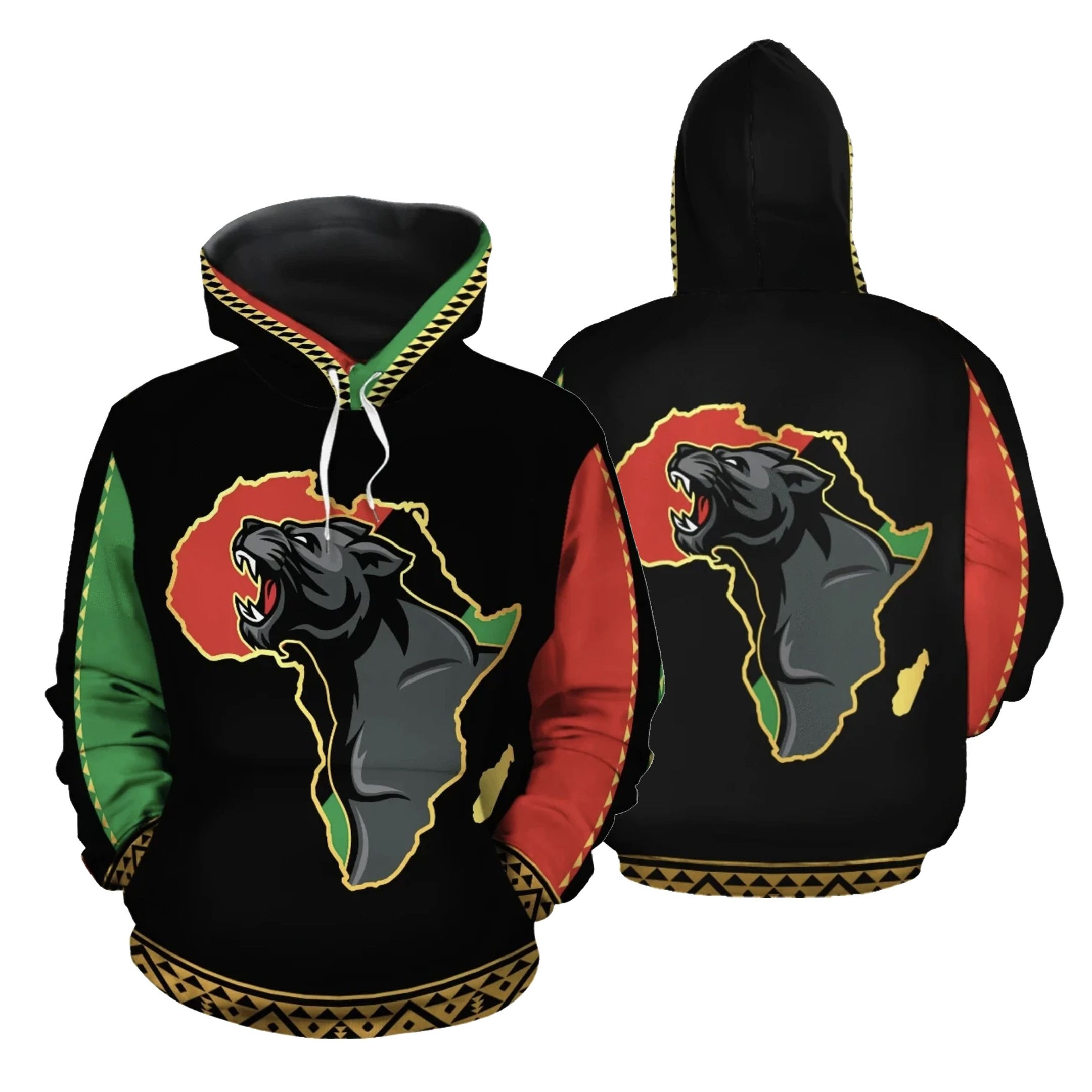 African Hoodie - Panther Africa All Over Hoodie PAN3HD0019