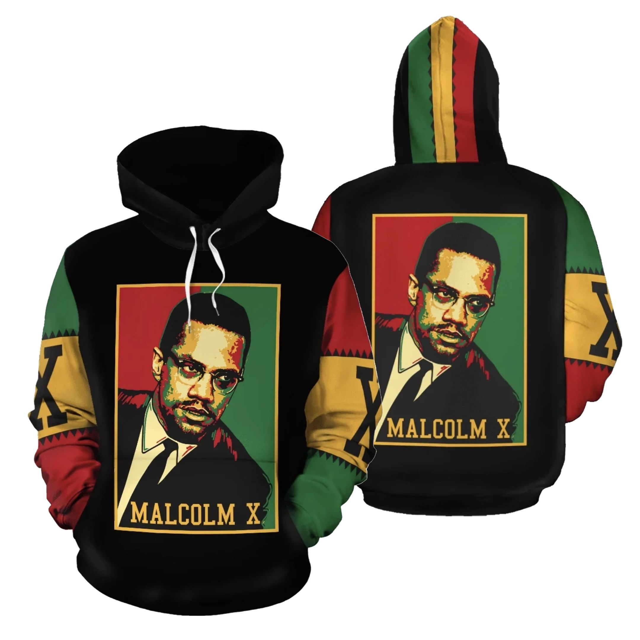 African Hoodie - African Malcolm x Retro Hoodie PAN3HD0089