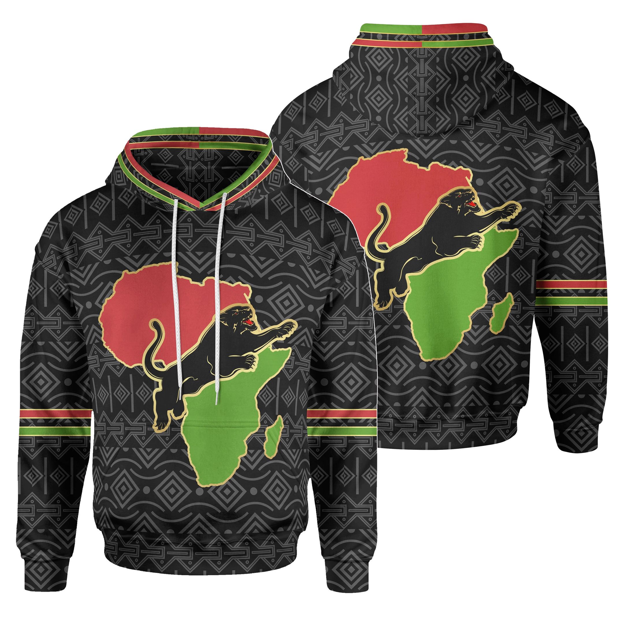 African Hoodie - Africa Panther Map Hoodie PAN3HD0083