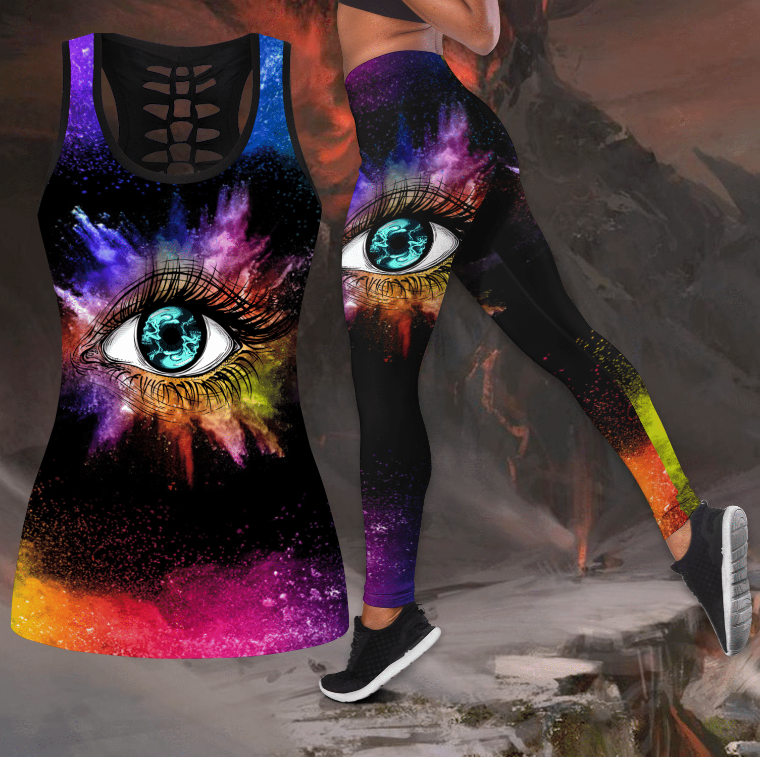 Sexy Eyes Love Skull tanktop & legging camo hunting outfit for women