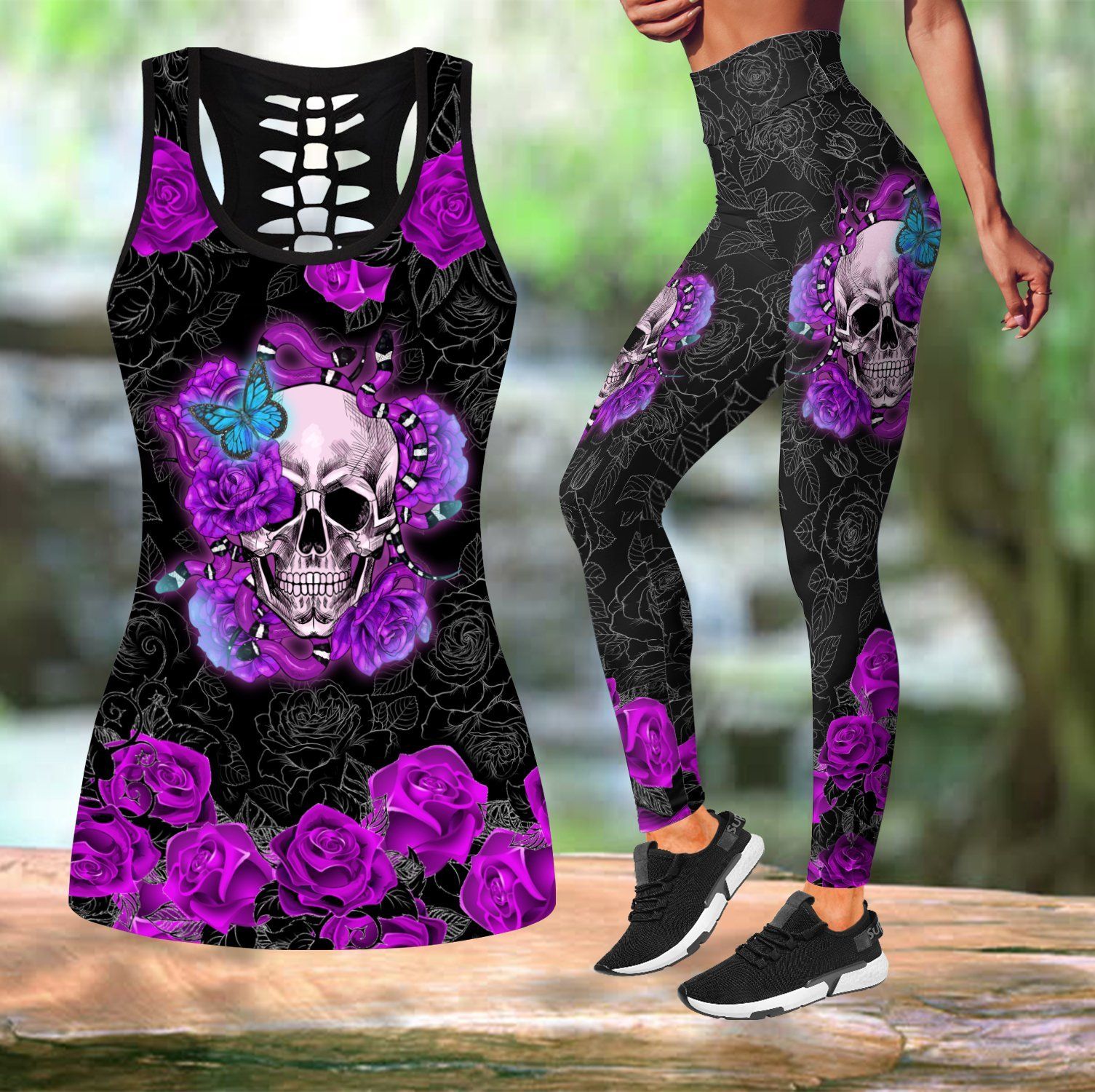 Skull Rose tanktop & legging outfit for women