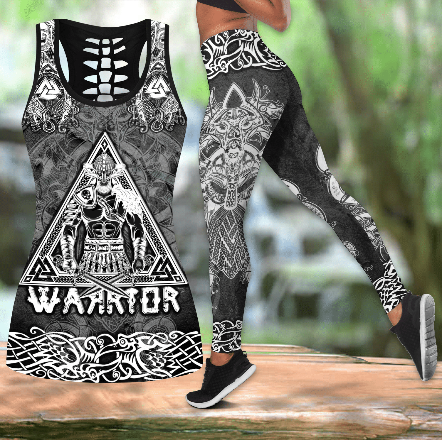 Warrior Viking Mandala Tanktop & Legging Set Outfit For Women